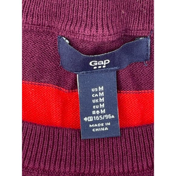 GAP Women's Knit Sweater Long Sleeve Burgundy Fall Halloween Striped Size M - Picture 5 of 7